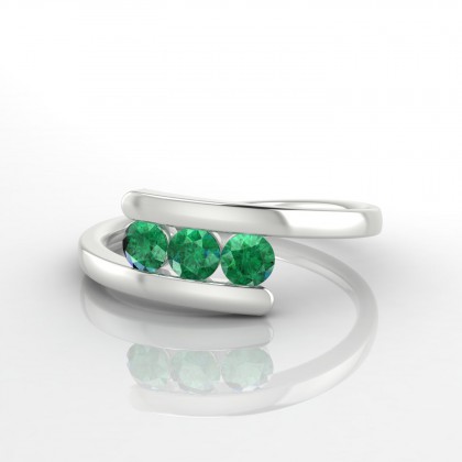 Trio Bague Emeraude en Argent 925