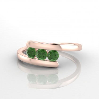 Trio Bague Tourmaline en Or rose 18k