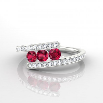 Tryptique Bague Rubis en Or blanc 18k