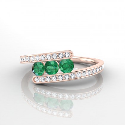 Tryptique Bague Emeraude en Or rose 18k