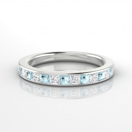 Captivante Bague Aigue-marine en Or blanc 18k