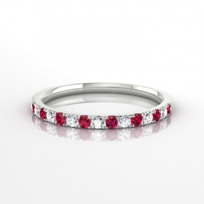 Cohésion Alternée Bague Rubis en Or blanc 18k