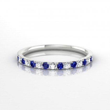 Cohésion Alternée Bague Saphir en Or blanc 18k