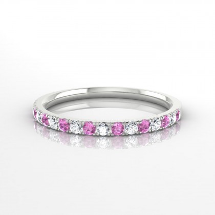 Cohésion Alternée Bague Saphir rose en Or blanc 18k