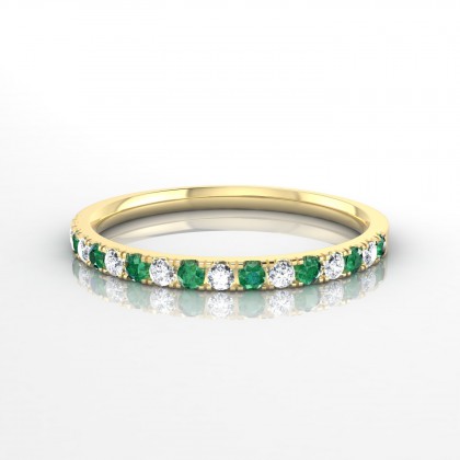 Cohésion Alternée Bague Emeraude en Or jaune 18k