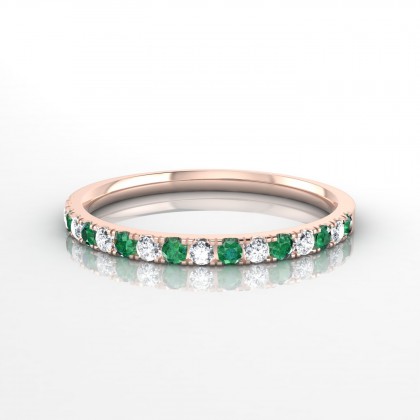 Cohésion Alternée Bague Emeraude en Or rose 18k