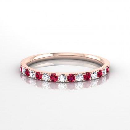 Cohésion Alternée Bague Rubis en Or rose 18k