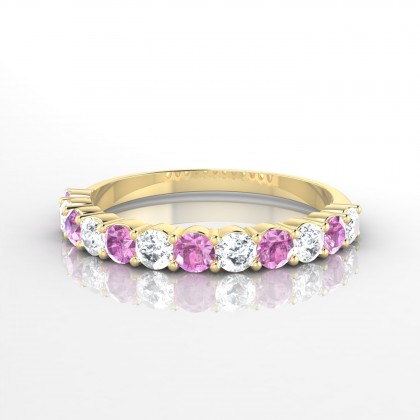 Confidence Alternée Bague Saphir rose en Or jaune 18k