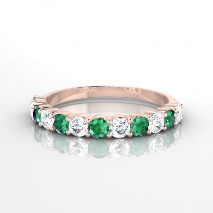 Confidence Alternée Bague Emeraude en Or rose 18k