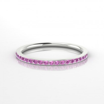 Ensemble Bague Saphir rose en Or blanc 18k