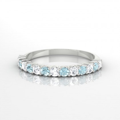 Incandescente Alternée Bague Aigue-marine en Or blanc 18k
