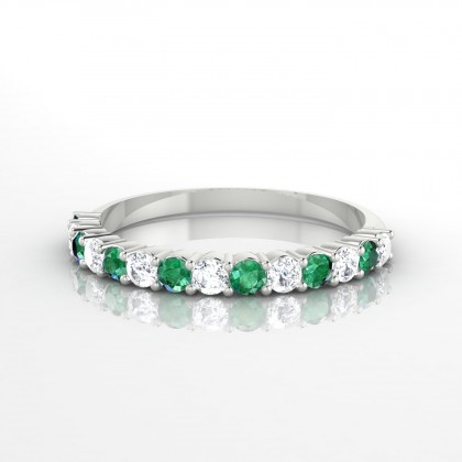 Incandescente Alternée Bague Emeraude en Or blanc 18k