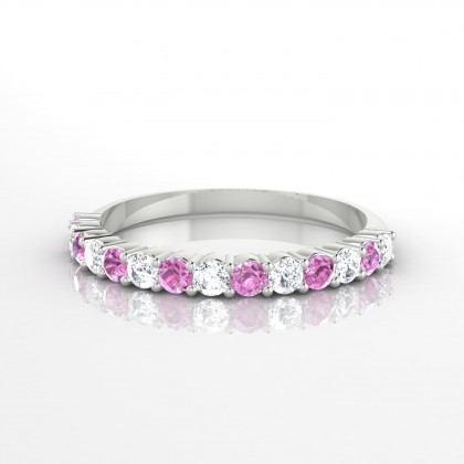 Incandescente Alternée Bague Saphir rose en Or blanc 18k