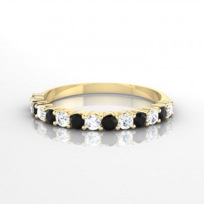 Incandescente Alternée Bague Diamant noir en Or jaune 18k