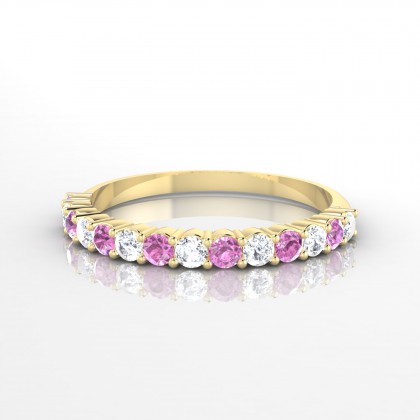 Incandescente Alternée Bague Saphir rose en Or jaune 18k