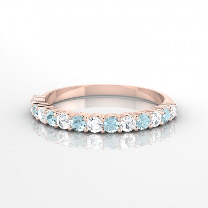 Incandescente Alternée Bague Aigue-marine en Or rose 18k