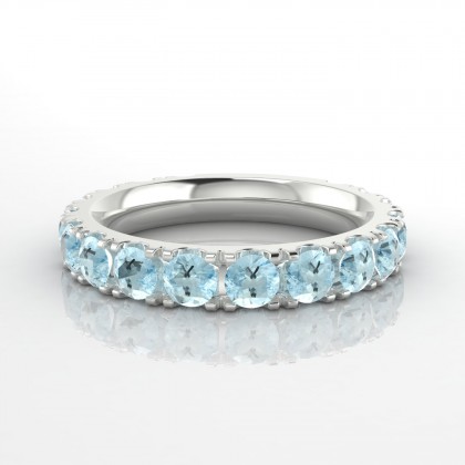 Mariée Bague Aigue-marine en Or blanc 18k