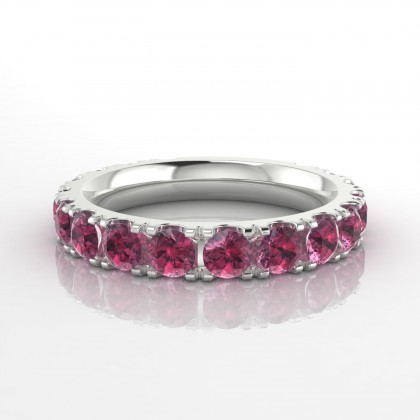 Mariée Bague Grenat en Or blanc 18k