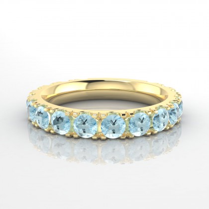 Mariée Bague Aigue-marine en Or jaune 18k