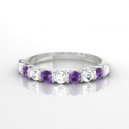 Merveilleuse Alternée Bague Améthyste en Or blanc 18k