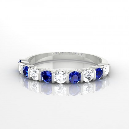 Merveilleuse Alternée Bague Saphir en Or blanc 18k