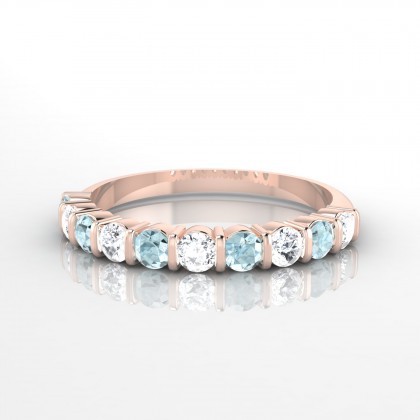 Merveilleuse Alternée Bague Aigue-marine en Or rose 18k