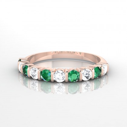 Merveilleuse Alternée Bague Emeraude en Or rose 18k