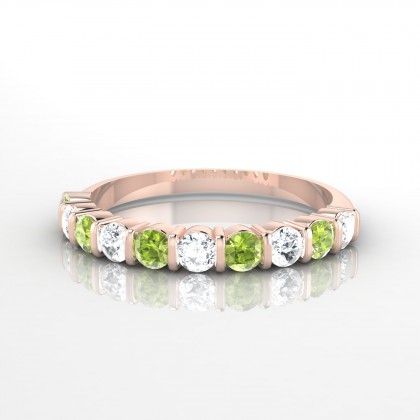 Merveilleuse Alternée Bague Péridot en Or rose 18k