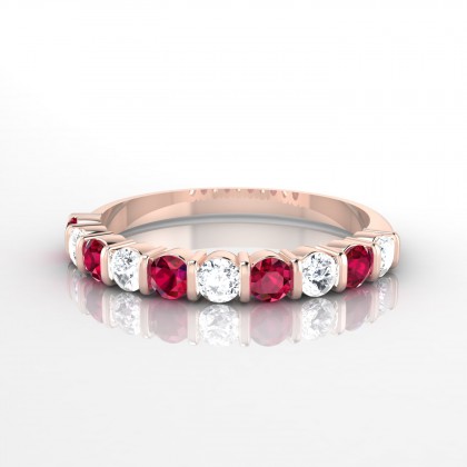 Merveilleuse Alternée Bague Rubis en Or rose 18k