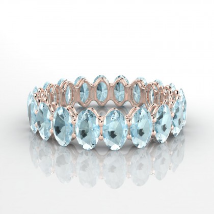 Passionnante Bague Aigue-marine en Or rose 18k