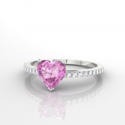 Aphrodite Bague Saphir rose en Or blanc 18k