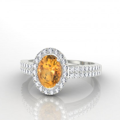 Célestine Solitaire Citrine en Or blanc