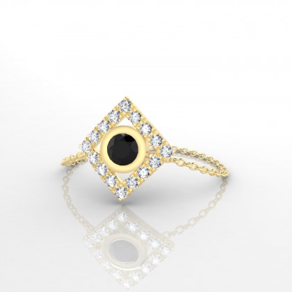 Chaîne Mireille Bague Diamant noir en Or jaune 18k