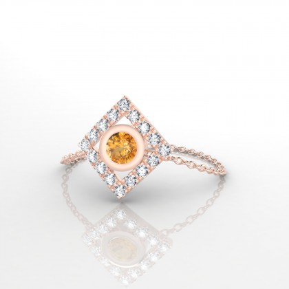 Chaîne Mireille Bague Citrine en Or rose 18k