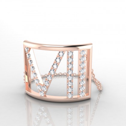 Chaîne Sept Bague Diamant en Or rose 18k