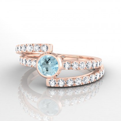Constance Bague Aigue-marine en Or rose 18k