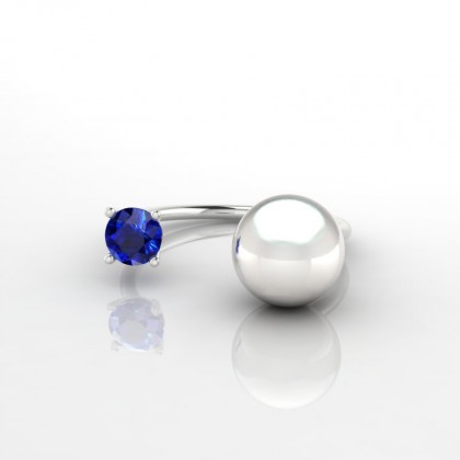 Hypnos Bague Perle d'eau douce blanche en Or blanc 18k