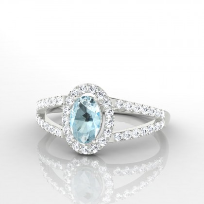 Lucette Bague Aigue-marine en Or blanc 18k