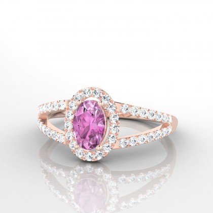 Lucette Bague Saphir rose en Or rose 18k