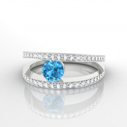 Majestueuse Bague Topaze en Or blanc 18k