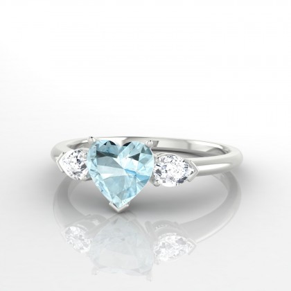 Mata Bague Aigue-marine en Or blanc 18k