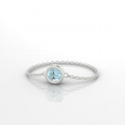 Mini Songe Bague Aigue-marine en Or blanc 18k