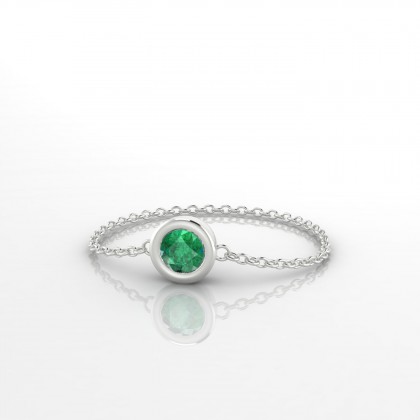 Mini Songe Bague Emeraude en Or blanc 18k
