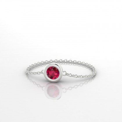 Mini Songe Bague Rubis en Or blanc 18k