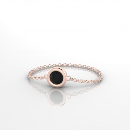 Mini Songe Bague Diamant noir en Or rose 18k