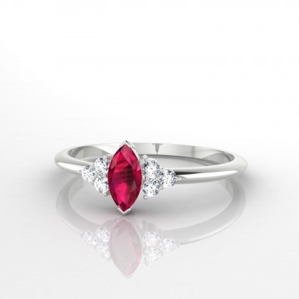 Montespan Bague Rubis en Or blanc 18k