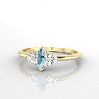 Montespan Bague Aigue-marine en Or jaune 18k