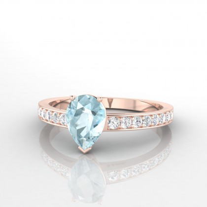 Nadine Bague Aigue-marine en Or rose 18k