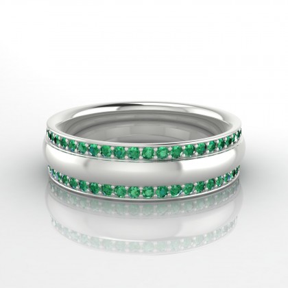 Remarquable Bague Emeraude en Argent 925