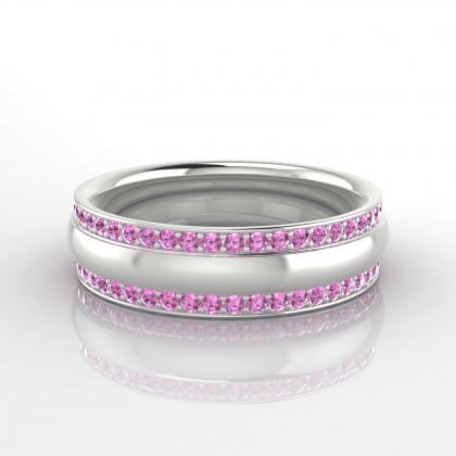 Remarquable Bague Saphir rose en Or blanc 18k